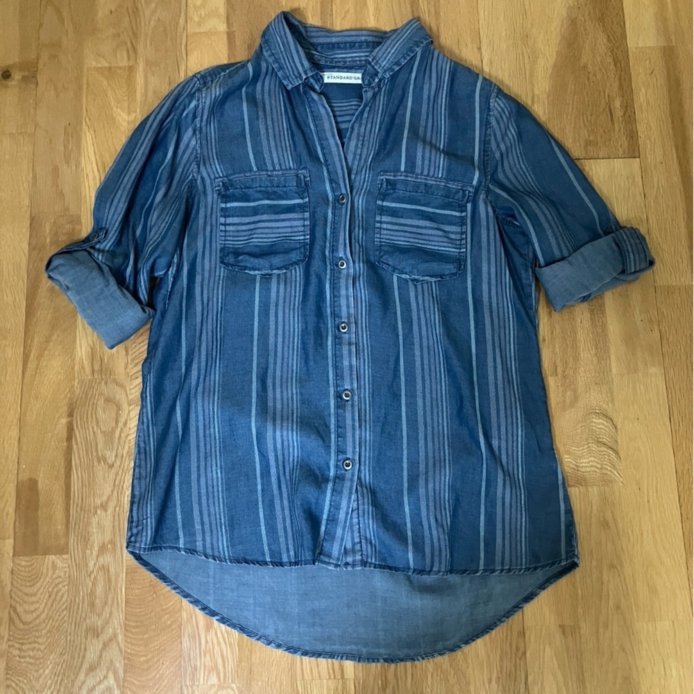 Standard Grace Soft Denim-like Striped Shirt